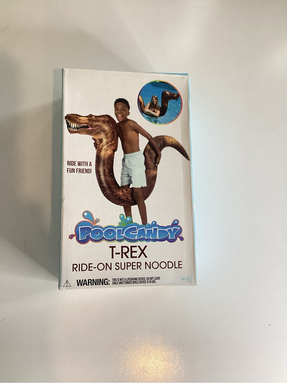 PoolCandy T-Rex Dino Ride On Inflatable Pool Super Noodle Brown 6 Up To 200lbs